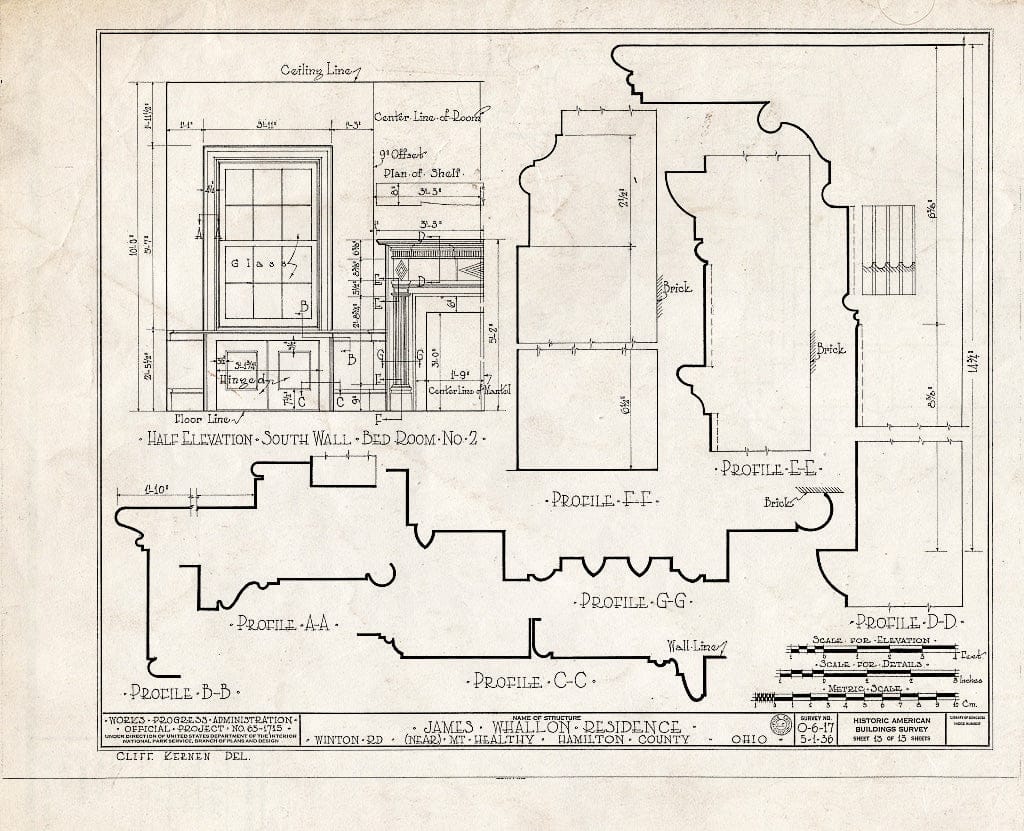 Blueprint HABS Ohio,31-MOUH.V,1- (Sheet 13 of 13) - James Whallon House, 11000 Winton Road, Greenhills, Hamilton County, OH