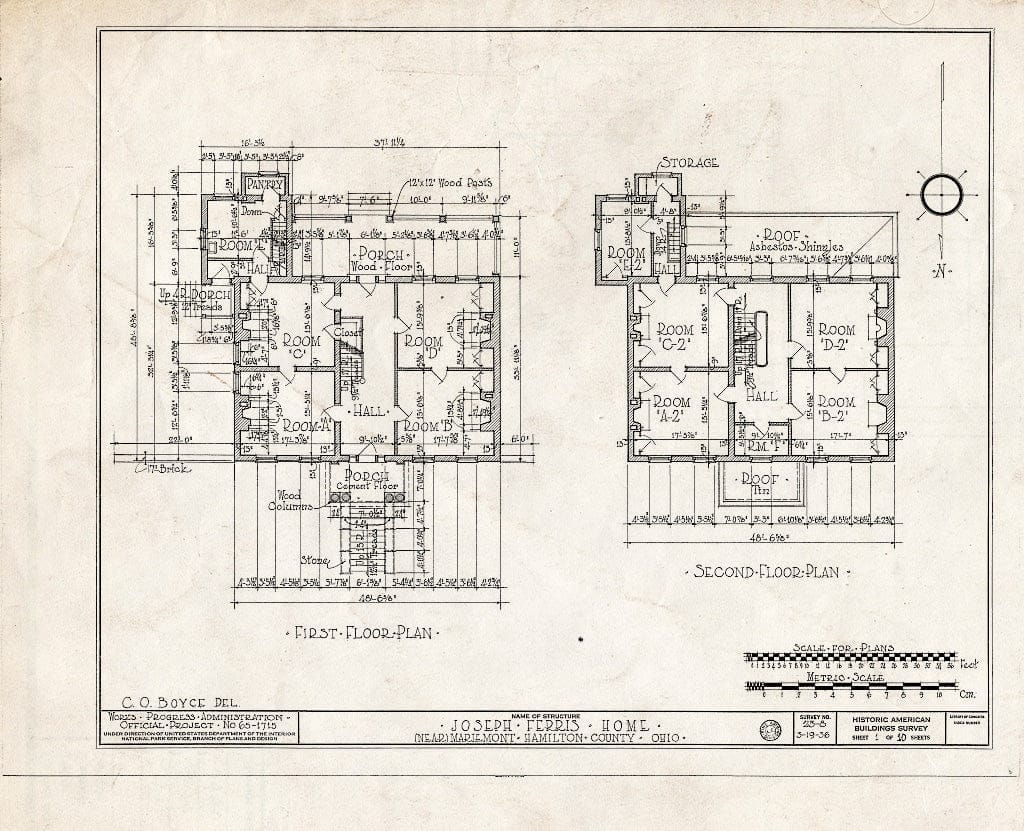 Blueprint HABS Ohio,31-MARMO.V,1- (Sheet 1 of 10) - Joseph Ferris House, 5801 Wooster Pike, Mariemont, Hamilton County, OH