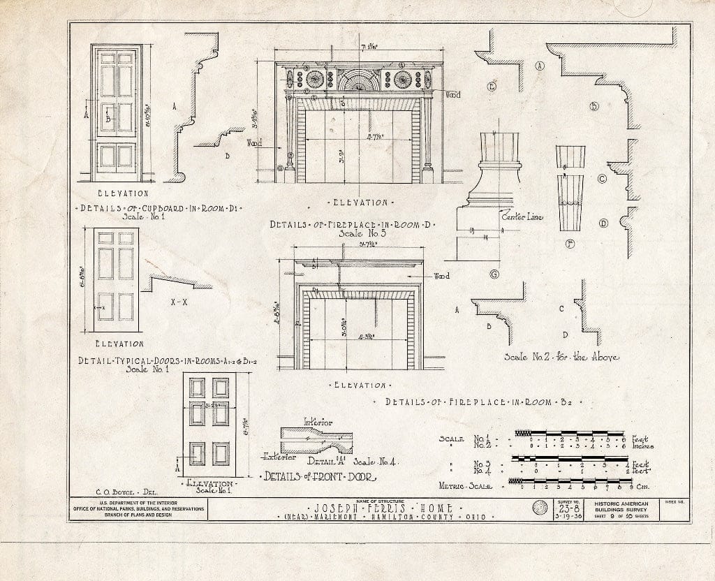 Blueprint HABS Ohio,31-MARMO.V,1- (Sheet 9 of 10) - Joseph Ferris House, 5801 Wooster Pike, Mariemont, Hamilton County, OH