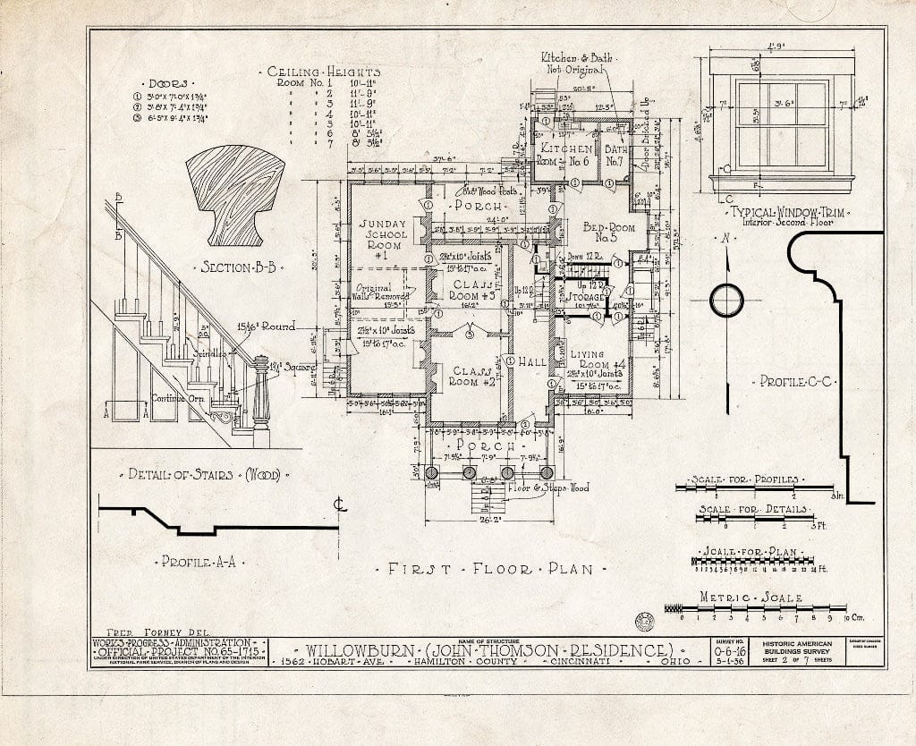 Blueprint HABS Ohio,31-CINT,7- (Sheet 2 of 7) - Willowburn, 1562 Hobart Avenue, Cincinnati, Hamilton County, OH