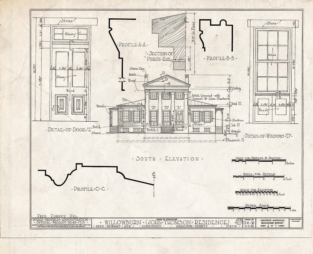 Blueprint HABS Ohio,31-CINT,7- (Sheet 4 of 7) - Willowburn, 1562 Hobart Avenue, Cincinnati, Hamilton County, OH