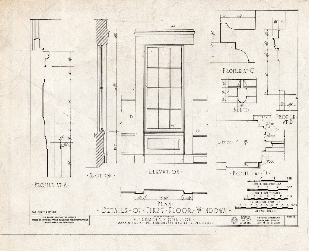 Blueprint HABS Ohio,31-CINT,3- (Sheet 6 of 6) - Farmers College, 5553 Belmont Avenue, Cincinnati, Hamilton County, OH