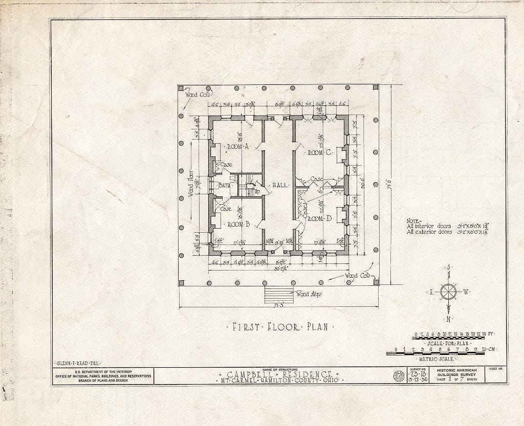 Blueprint HABS Ohio,31-,1- (Sheet 1 of 7) - John Campbell Residence, Mount Carmel Road, Mount Carmel, Clermont County, OH