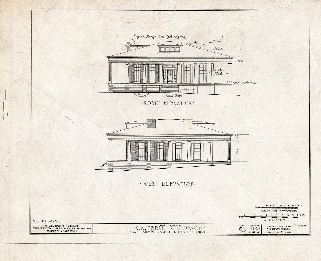 Blueprint HABS Ohio,31-,1- (Sheet 3 of 7) - John Campbell Residence, Mount Carmel Road, Mount Carmel, Clermont County, OH