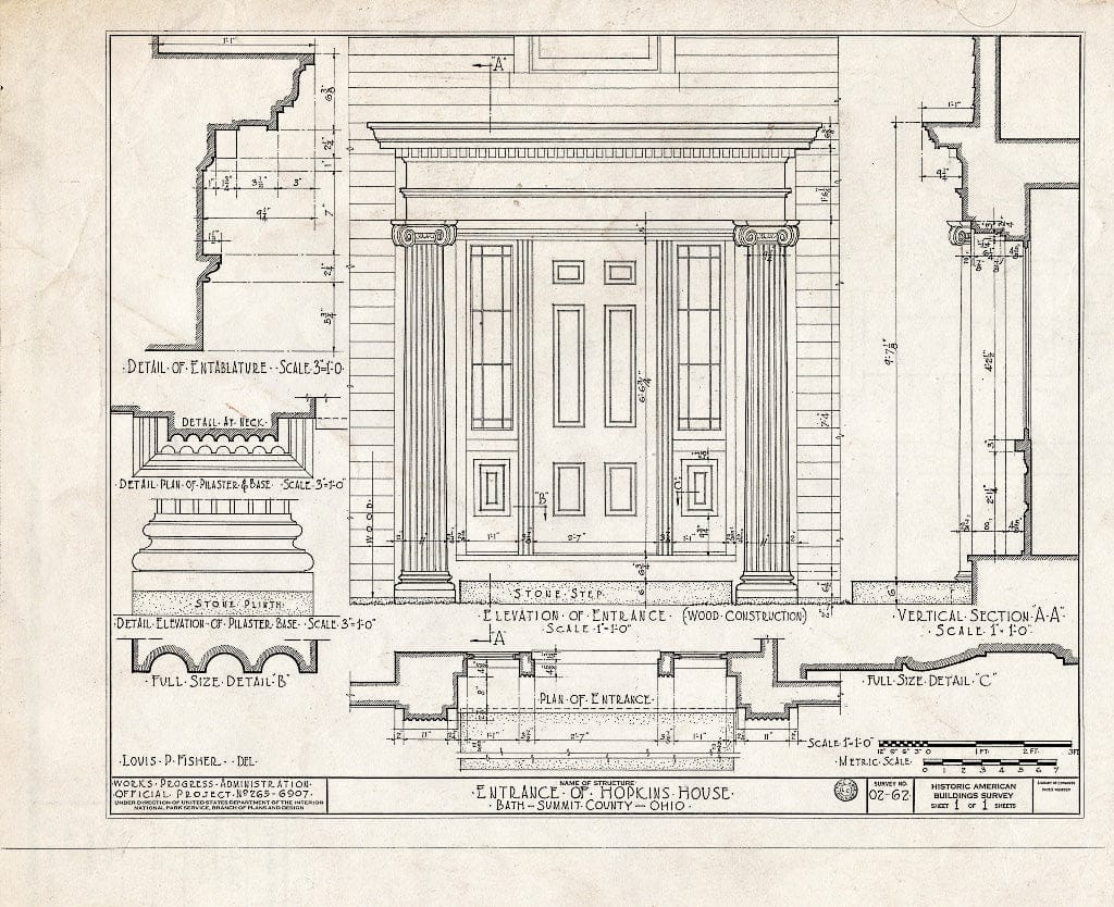 Blueprint HABS Ohio,77-Bath,1- (Sheet 1 of 1) - Hopkins House (Entrance), Route 21, Bath, Summit County, OH