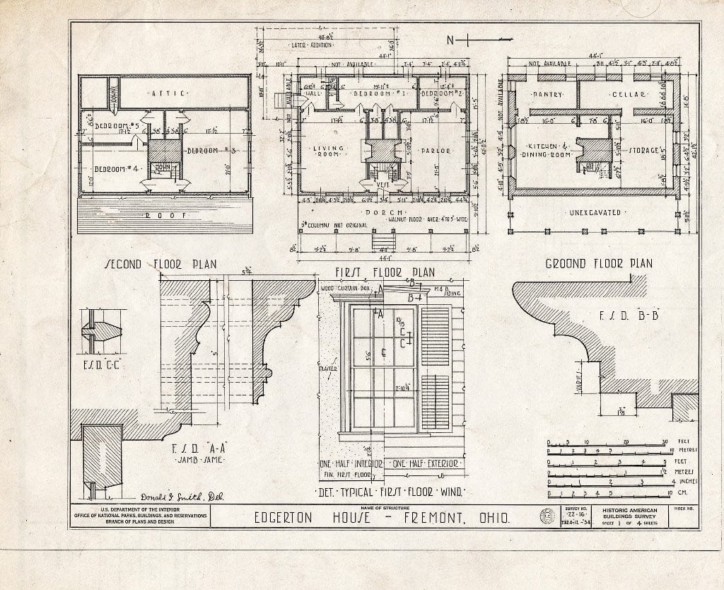 Blueprint HABS Ohio,72-FREMO,2- (Sheet 1 of 4) - Edgerton House, Buckland Avenue, Fremont, Sandusky County, OH