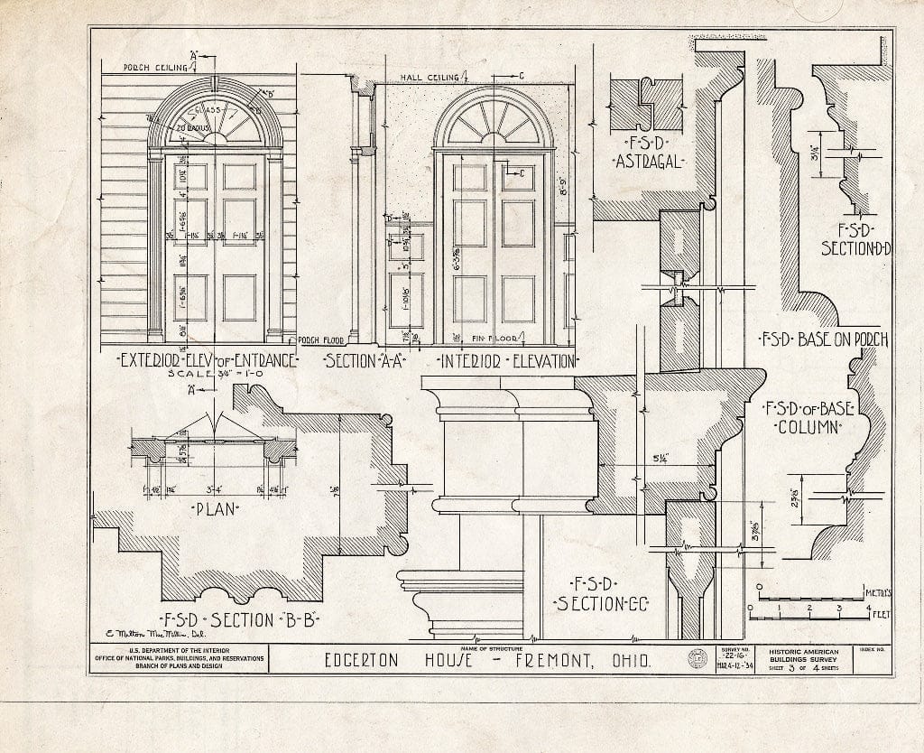 Blueprint HABS Ohio,72-FREMO,2- (Sheet 3 of 4) - Edgerton House, Buckland Avenue, Fremont, Sandusky County, OH