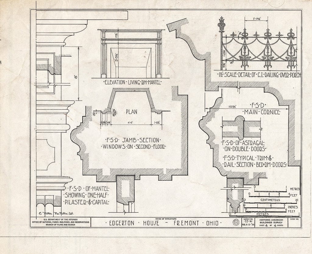 Blueprint HABS Ohio,72-FREMO,2- (Sheet 4 of 4) - Edgerton House, Buckland Avenue, Fremont, Sandusky County, OH