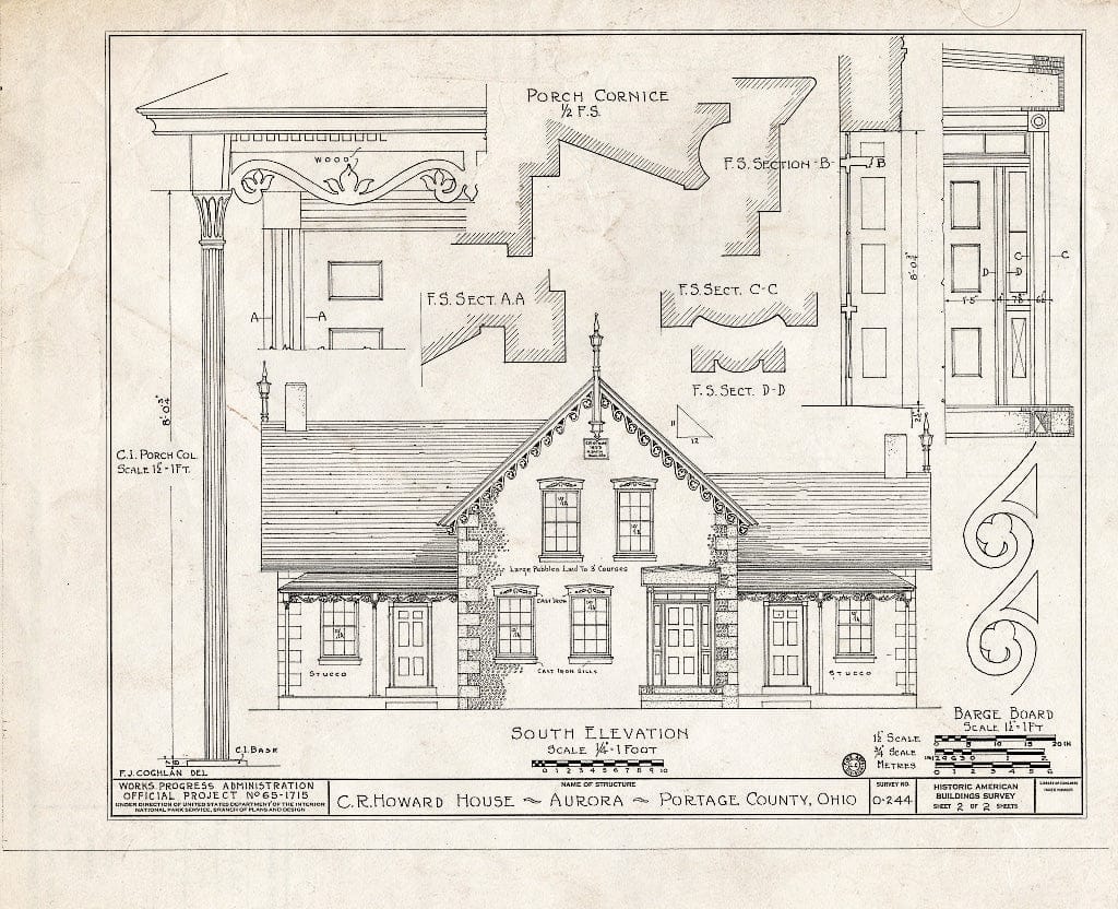 Blueprint HABS Ohio,67-Auro,4- (Sheet 2 of 2) - C. R. Howard House, Route 17, Aurora, Portage County, OH
