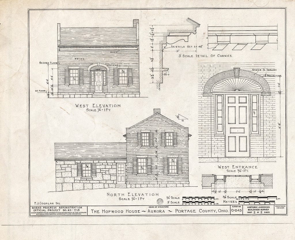 Blueprint HABS Ohio,67-Auro,3- (Sheet 2 of 2) - Hopwood House, Egglestone Road, Aurora, Portage County, OH