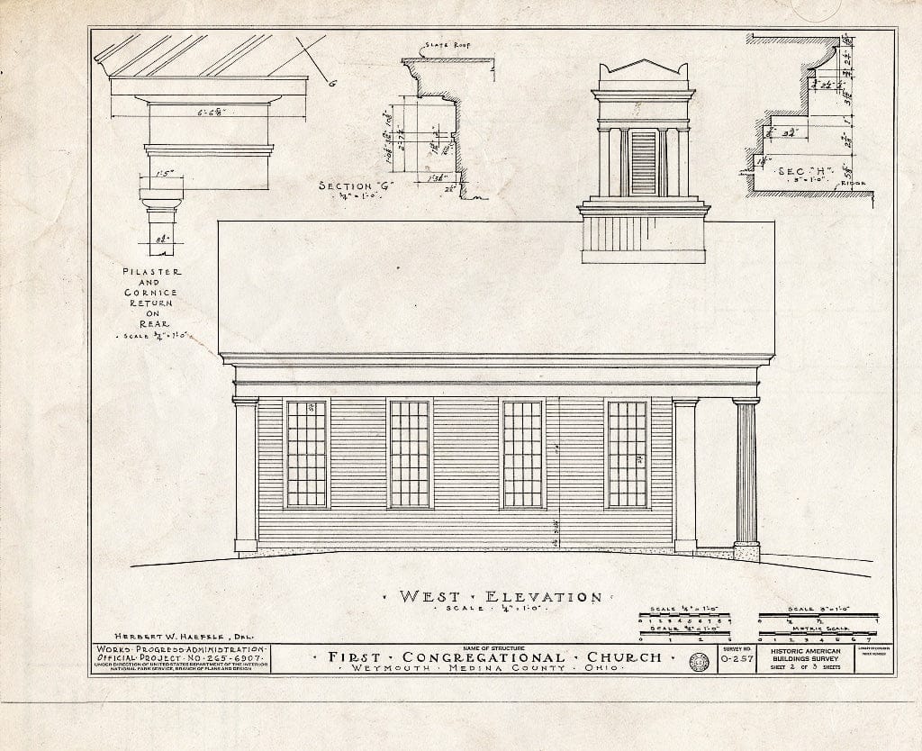 Blueprint HABS Ohio,52-WEYM,1- (Sheet 2 of 3) - First Congregational Church, State Route 3, Weymouth, Medina County, OH