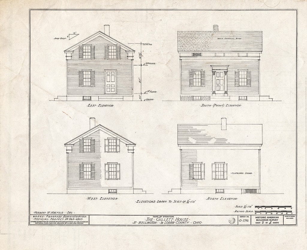 Blueprint HABS Ohio,47-WEL,1- (Sheet 2 of 4) - H. M. Gillette Residence, Route 18, Blue Goose Corners, Wellington, Lorain County, OH