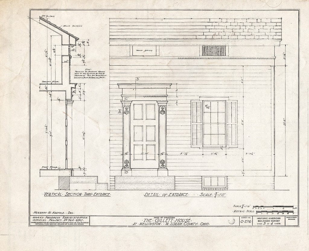 Blueprint HABS Ohio,47-WEL,1- (Sheet 3 of 4) - H. M. Gillette Residence, Route 18, Blue Goose Corners, Wellington, Lorain County, OH