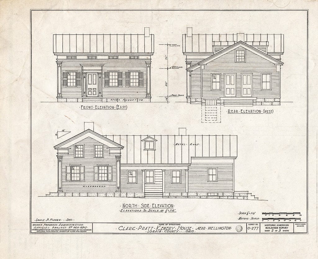 Blueprint HABS Ohio,47-Hunt.V,3- (Sheet 2 of 3) - Clark-Pratt-Kemery Residence, Route 58, Huntington, Lorain County, OH