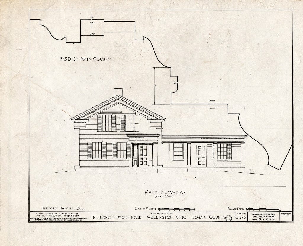 Blueprint HABS Ohio,47-Hunt.V,2- (Sheet 3 of 8) - Captain Tracey House, Ashland-Overlin & Bursley Roads, Huntington, Lorain County, OH