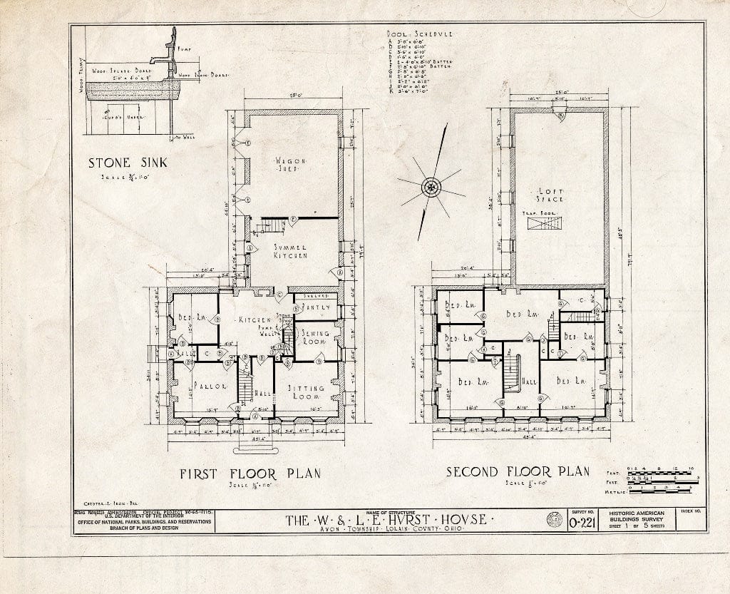 Blueprint HABS Ohio,47-,1- (Sheet 1 of 5) - W. & L. E. Hurst House, Detroit Road, Avon, Lorain County, OH