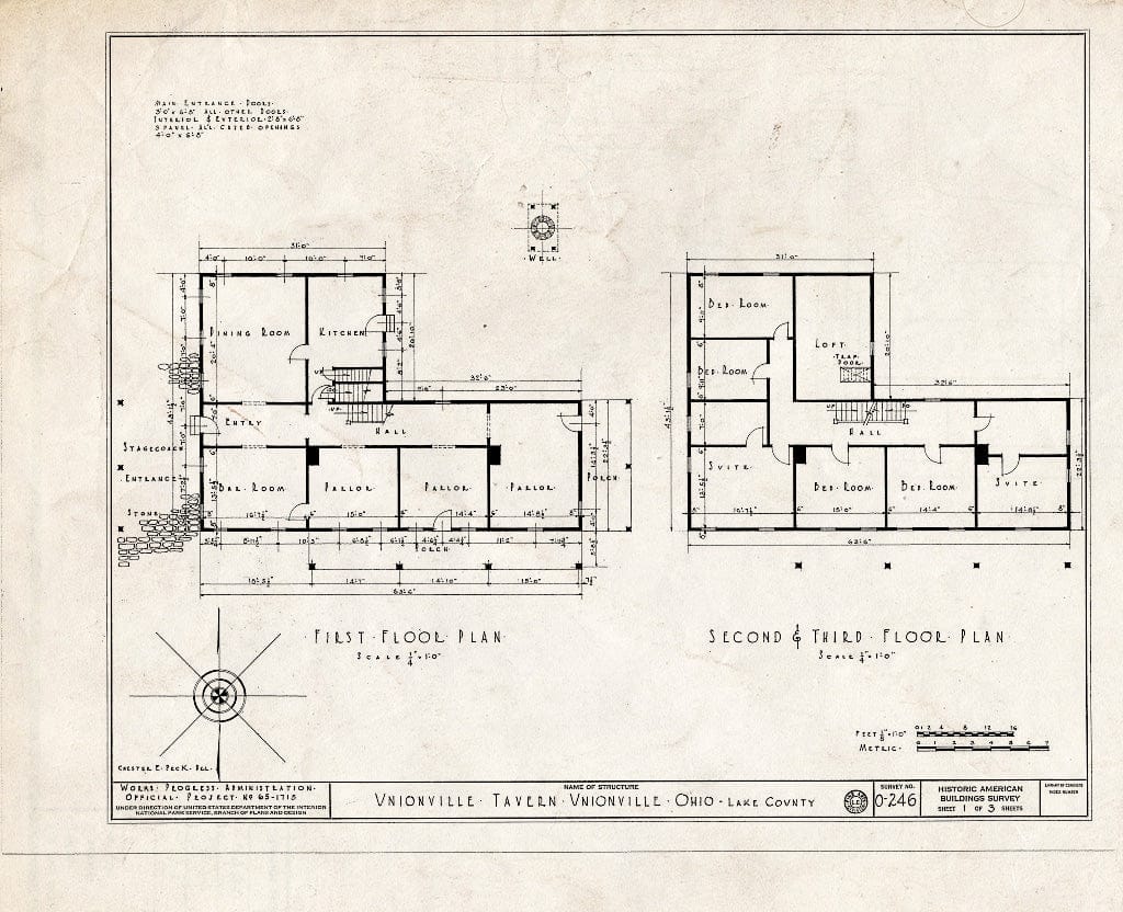 Blueprint HABS Ohio,43-UNIV,1- (Sheet 1 of 3) - Unionville Tavern, County Line Road, Unionville, Lake County, OH