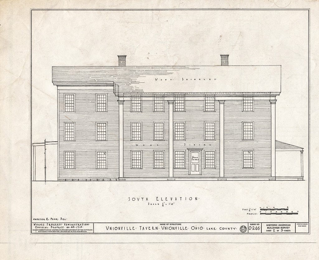 Blueprint HABS Ohio,43-UNIV,1- (Sheet 2 of 3) - Unionville Tavern, County Line Road, Unionville, Lake County, OH