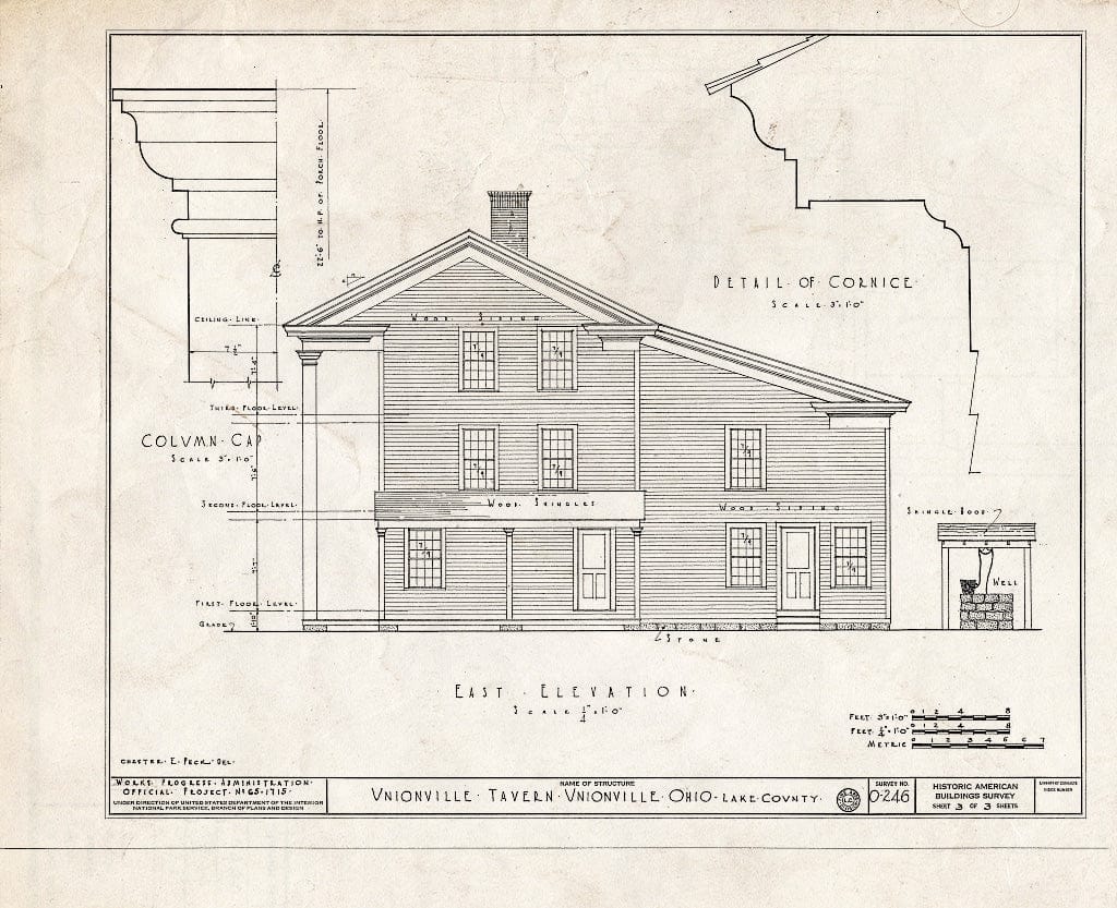 Blueprint HABS Ohio,43-UNIV,1- (Sheet 3 of 3) - Unionville Tavern, County Line Road, Unionville, Lake County, OH