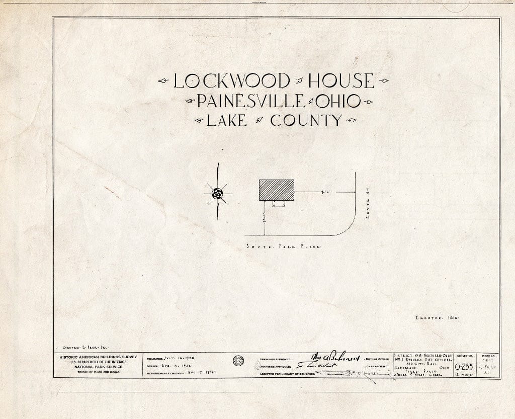 Blueprint HABS Ohio,43-PAINV,5- (Sheet 0 of 2) - Lockwood House, South Park Place, Painesville, Lake County, OH