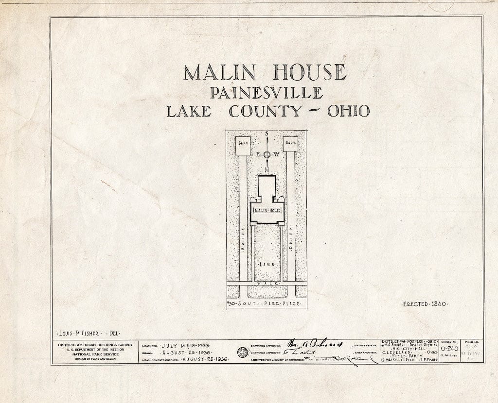 Blueprint HABS Ohio,43-PAINV,4- (Sheet 0 of 2) - Malin House, 30 South Park Place, Painesville, Lake County, OH