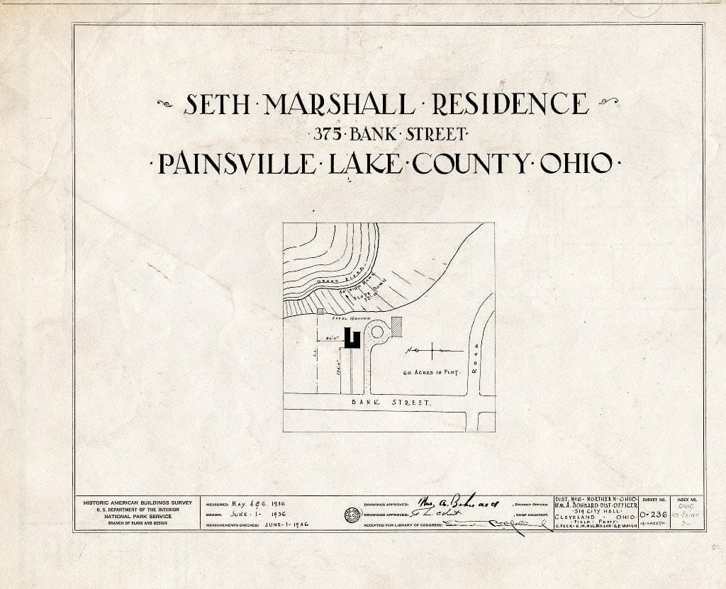 Blueprint HABS Ohio,43-PAINV,3- (Sheet 0 of 4) - Seth Marshall Residence, 375 Bank Street, Painesville, Lake County, OH