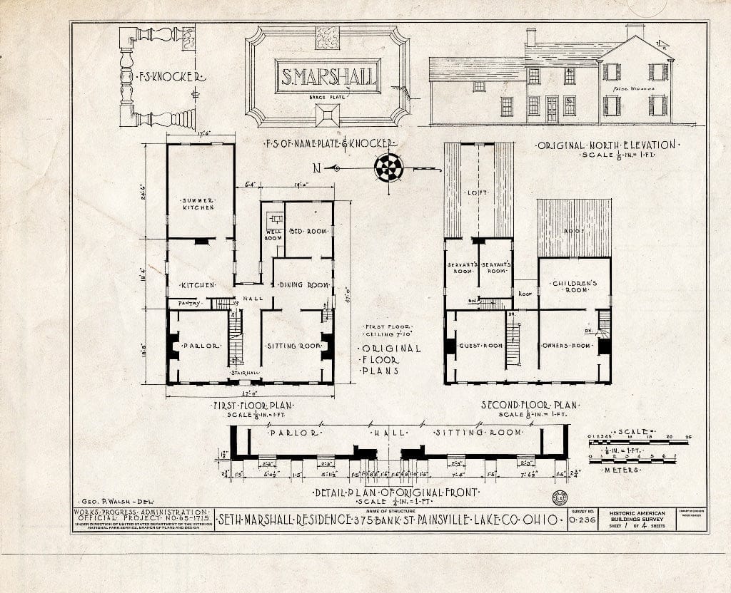 Blueprint HABS Ohio,43-PAINV,3- (Sheet 1 of 4) - Seth Marshall Residence, 375 Bank Street, Painesville, Lake County, OH