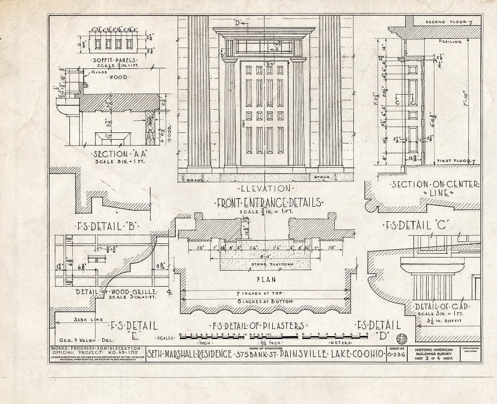 Blueprint HABS Ohio,43-PAINV,3- (Sheet 3 of 4) - Seth Marshall Residence, 375 Bank Street, Painesville, Lake County, OH