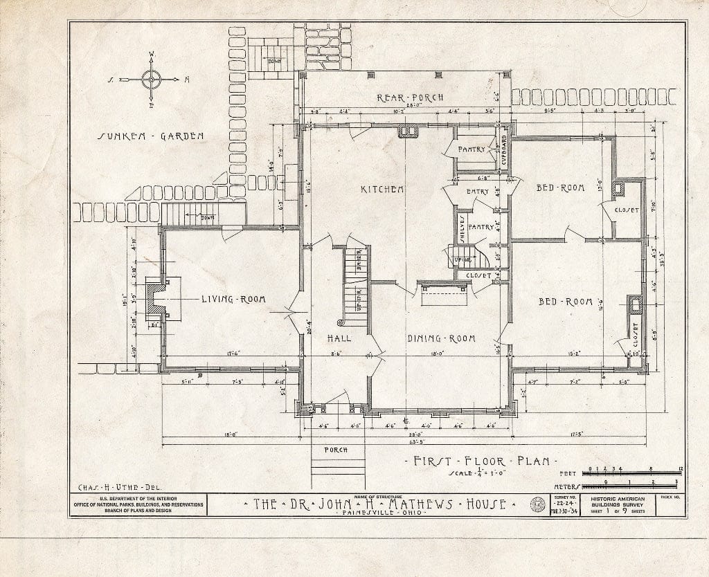 Blueprint HABS Ohio,43-PAINV,1- (Sheet 1 of 9) - Dr. John H. Mathews House, 309 North State Street, Painesville, Lake County, OH
