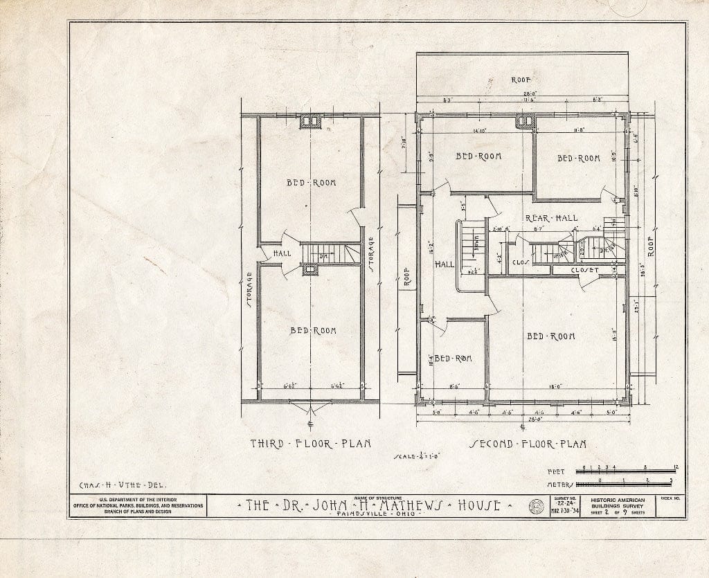 Blueprint HABS Ohio,43-PAINV,1- (Sheet 2 of 9) - Dr. John H. Mathews House, 309 North State Street, Painesville, Lake County, OH