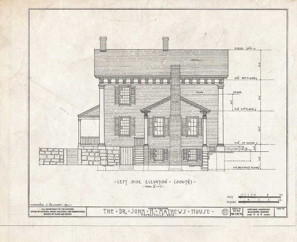 Blueprint HABS Ohio,43-PAINV,1- (Sheet 4 of 9) - Dr. John H. Mathews House, 309 North State Street, Painesville, Lake County, OH