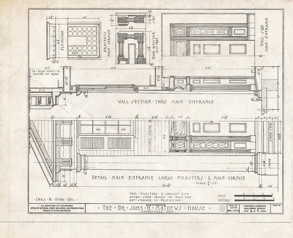 Blueprint HABS Ohio,43-PAINV,1- (Sheet 8 of 9) - Dr. John H. Mathews House, 309 North State Street, Painesville, Lake County, OH