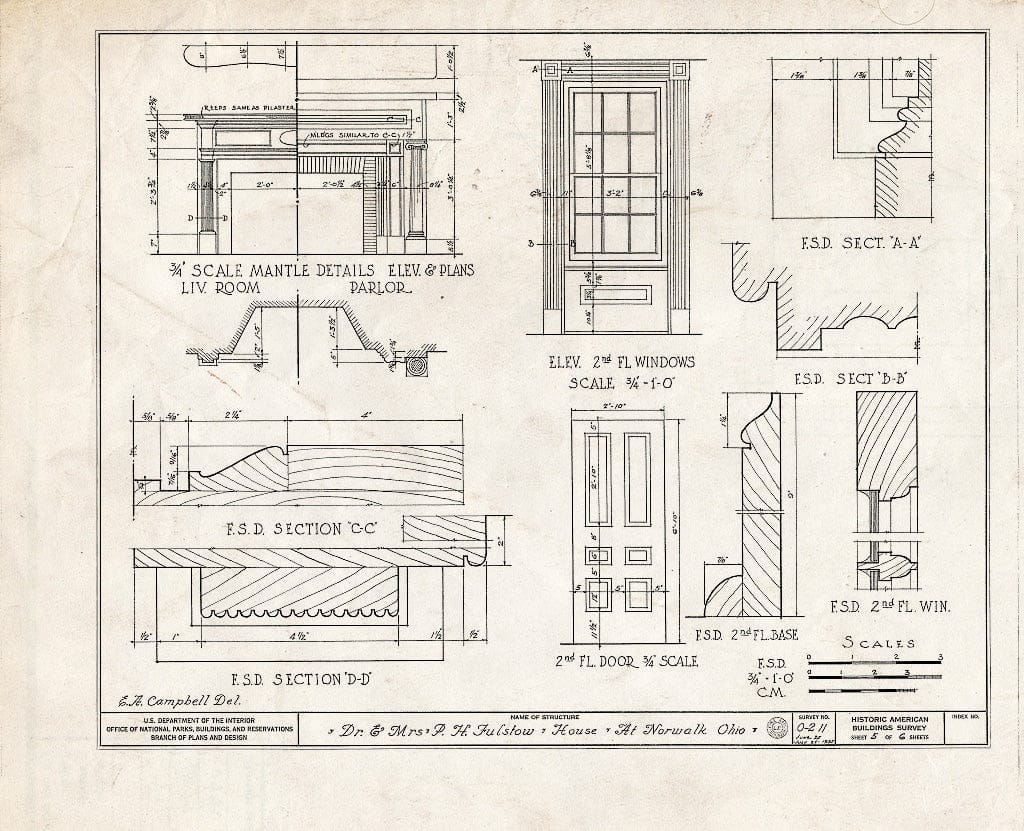 Blueprint HABS Ohio,39-NOWA,2- (Sheet 5 of 6) - Dr. P. H. Fulstow House, 99 West Main Street, Norwalk, Huron County, OH
