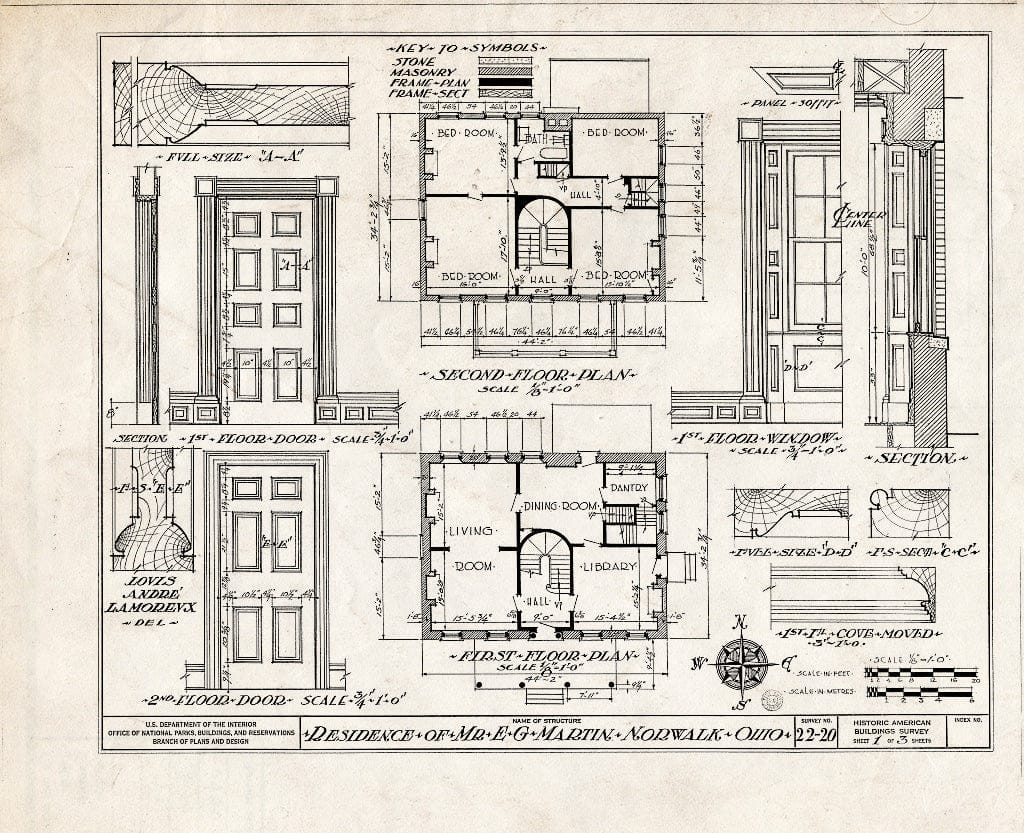 Blueprint HABS Ohio,39-NOWA,1- (Sheet 1 of 3) - E. G. Martin House, 54 West Main Street, Norwalk, Huron County, OH
