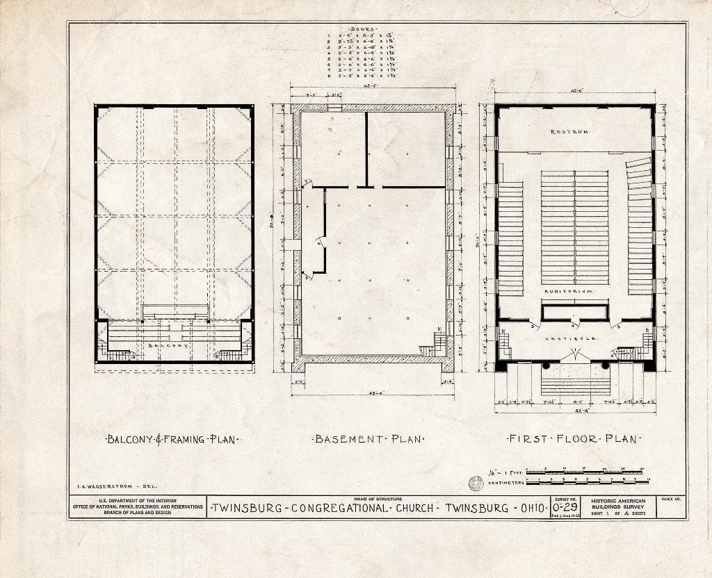 Blueprint HABS Ohio,77-TWINB,1- (Sheet 1 of 4) - Twinsburg Congregational Church, Route 14, Twinsburg, Summit County, OH