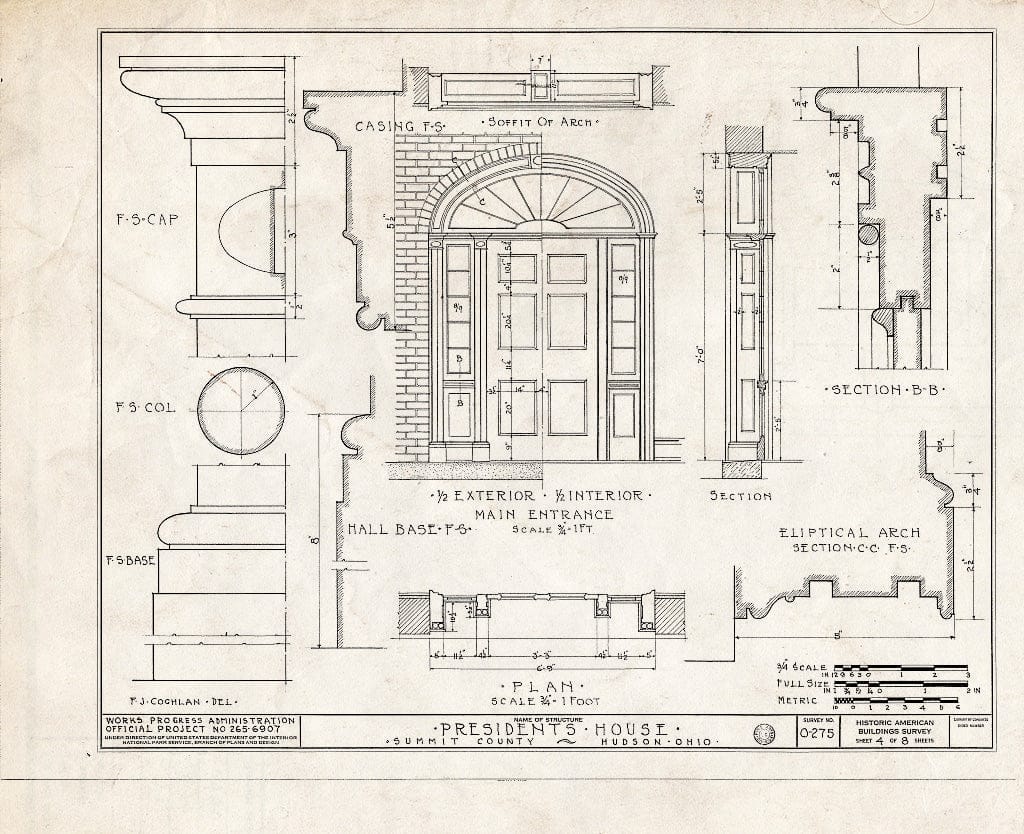Blueprint HABS Ohio,77-HUD,2E- (Sheet 4 of 8) - Western Reserve Academy, President's House, Hudson & College Streets, Hudson, Summit County, OH