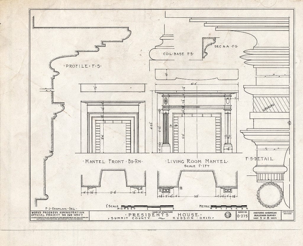 Blueprint HABS Ohio,77-HUD,2E- (Sheet 5 of 8) - Western Reserve Academy, President's House, Hudson & College Streets, Hudson, Summit County, OH