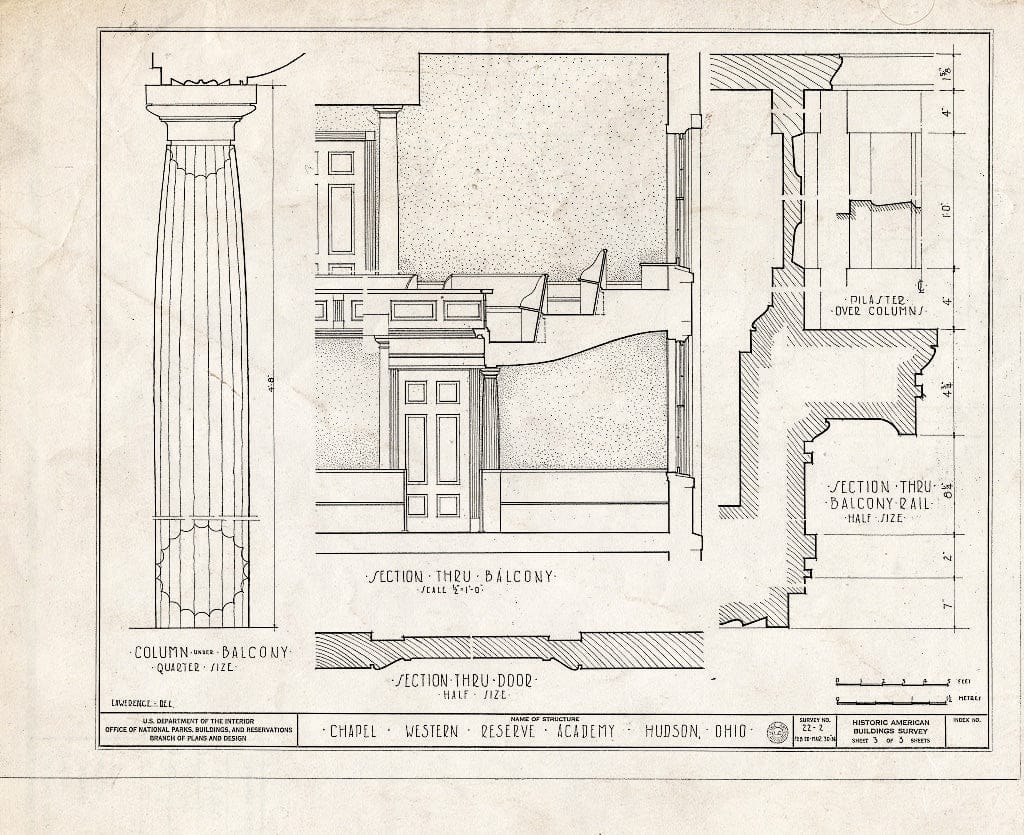 Blueprint HABS Ohio,77-HUD,2A- (Sheet 3 of 3) - Western Reserve Academy, Chapel, Western Reserve University, Hudson, Summit County, OH