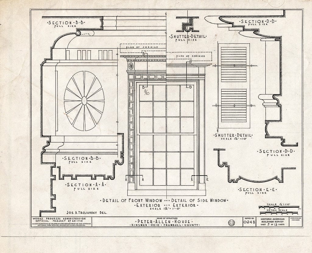 Blueprint HABS Ohio,78-KIN.V,1- (Sheet 5 of 13) - Peter Allen House, State Route 7, Kinsman, Trumbull County, OH