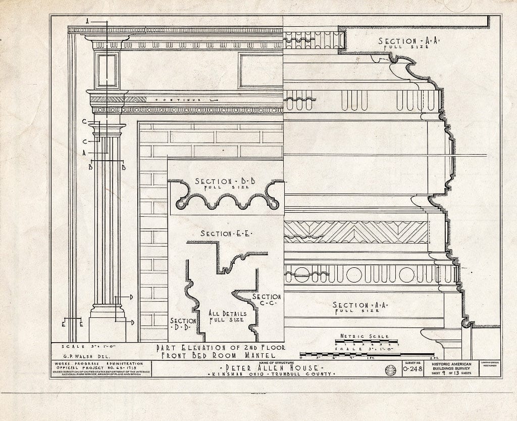 Blueprint HABS Ohio,78-KIN.V,1- (Sheet 9 of 13) - Peter Allen House, State Route 7, Kinsman, Trumbull County, OH