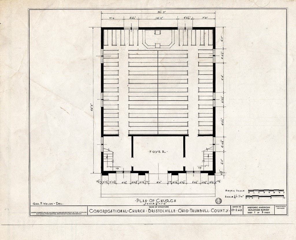 Blueprint HABS Ohio,78-BRISVI,2- (Sheet 1 of 3) - Congregational Church, State Route 45 & 88, Bristolville, Trumbull County, OH