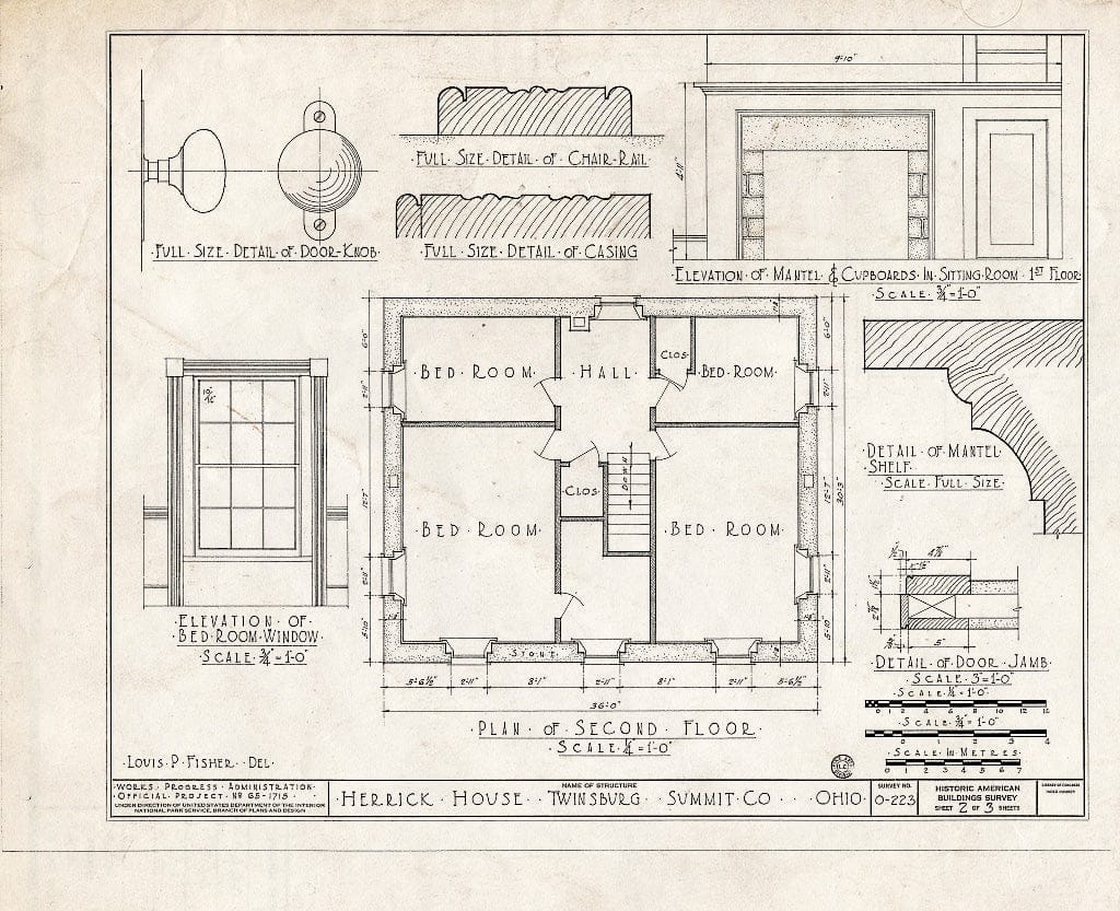 Blueprint HABS Ohio,77-TWINB.V,1- (Sheet 2 of 3) - Herrick House, Route 91, Twinsburg, Summit County, OH
