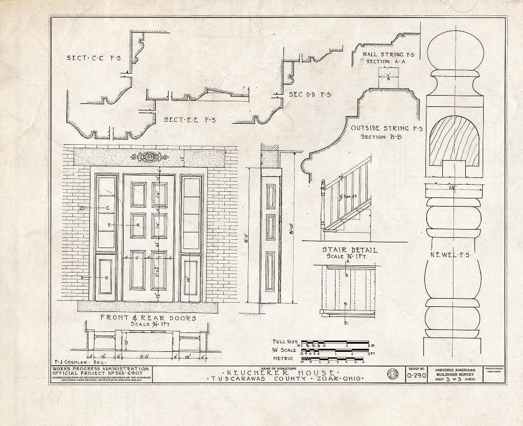 Blueprint HABS Ohio,79-ZOAR,12- (Sheet 3 of 3) - Keucherer House, Third & Main Streets, Zoar, Tuscarawas County, OH