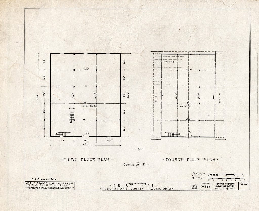 Blueprint HABS Ohio,79-ZOAR,10- (Sheet 2 of 4) - Grist Mill, First Street, Zoar, Tuscarawas County, OH