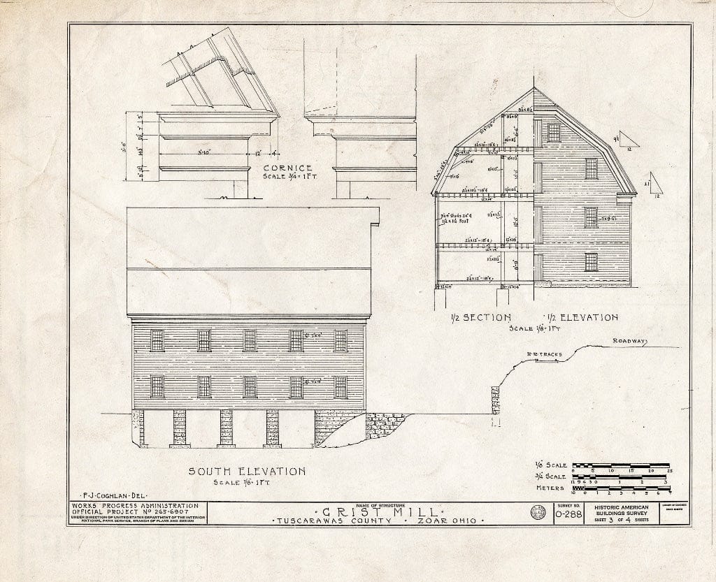 Blueprint HABS Ohio,79-ZOAR,10- (Sheet 3 of 4) - Grist Mill, First Street, Zoar, Tuscarawas County, OH