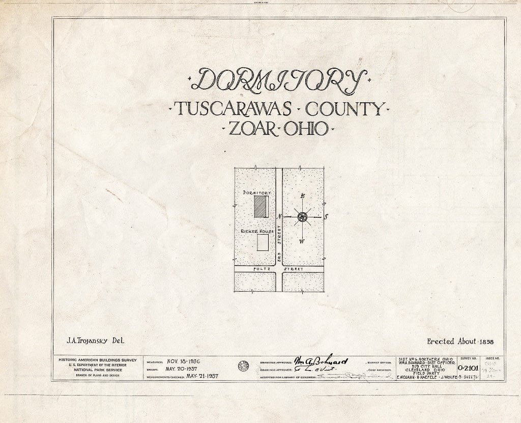 Blueprint HABS Ohio,79-ZOAR,24- (Sheet 0 of 5) - Dormitory, Third Street, Zoar, Tuscarawas County, OH