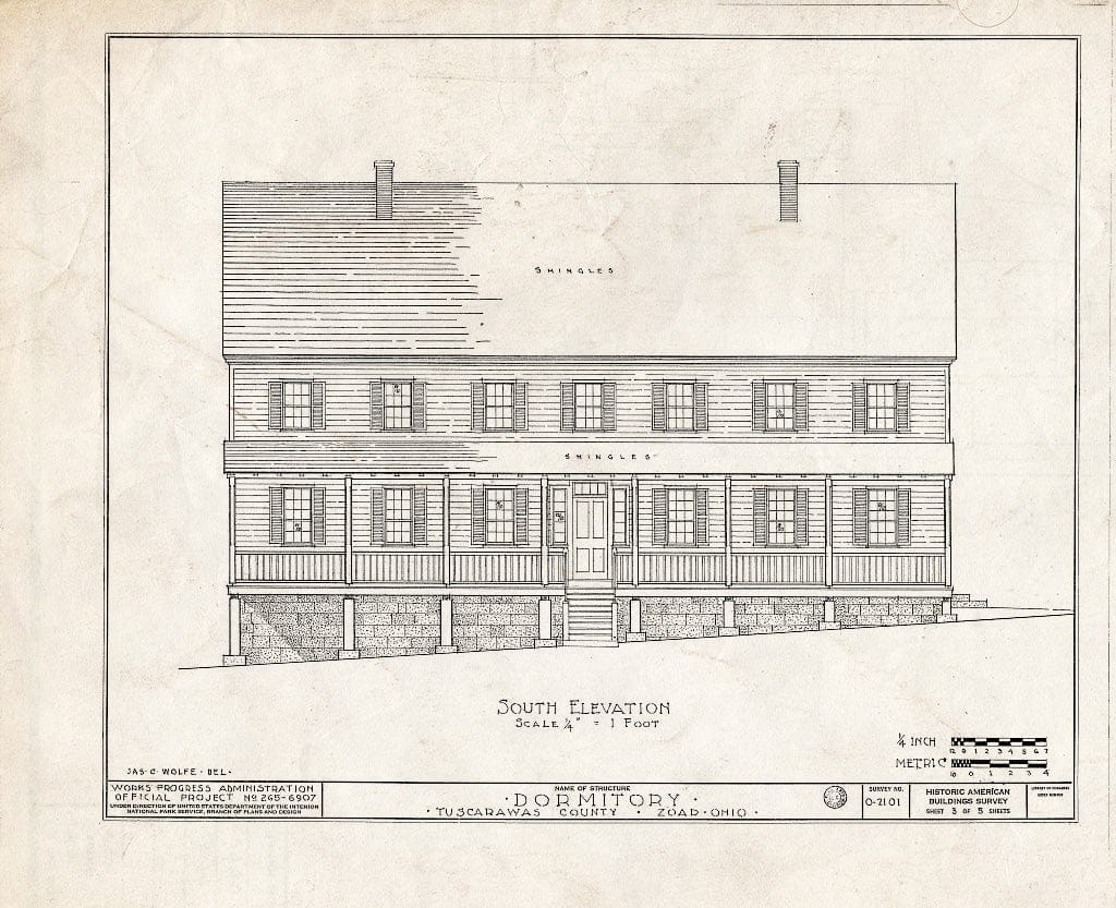 Blueprint HABS Ohio,79-ZOAR,24- (Sheet 3 of 5) - Dormitory, Third Street, Zoar, Tuscarawas County, OH