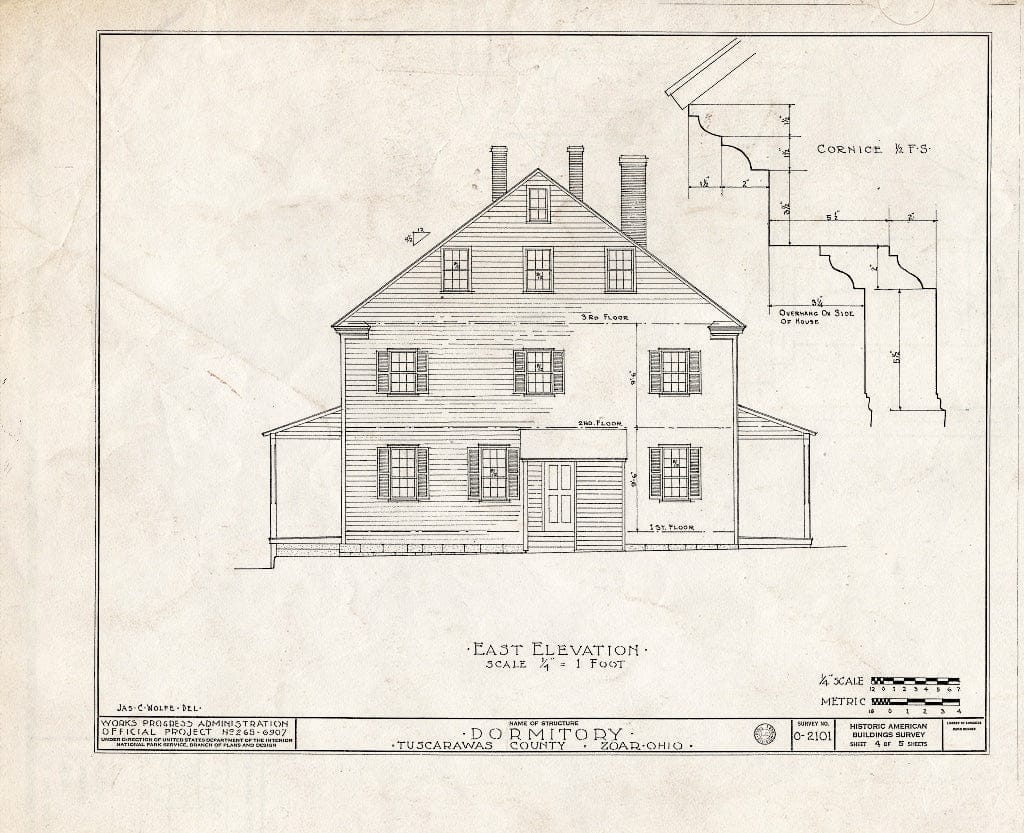 Blueprint HABS Ohio,79-ZOAR,24- (Sheet 4 of 5) - Dormitory, Third Street, Zoar, Tuscarawas County, OH
