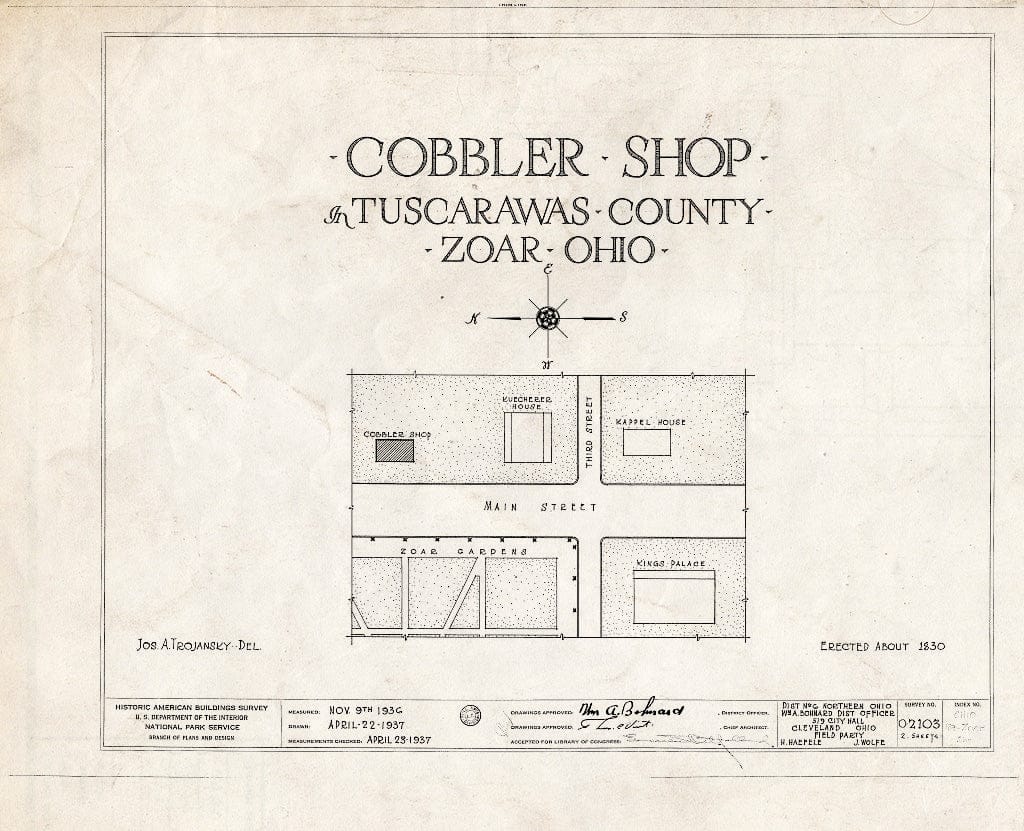 Blueprint HABS Ohio,79-ZOAR,26- (Sheet 0 of 2) - Cobbler Shop, Main Street, Zoar, Tuscarawas County, OH