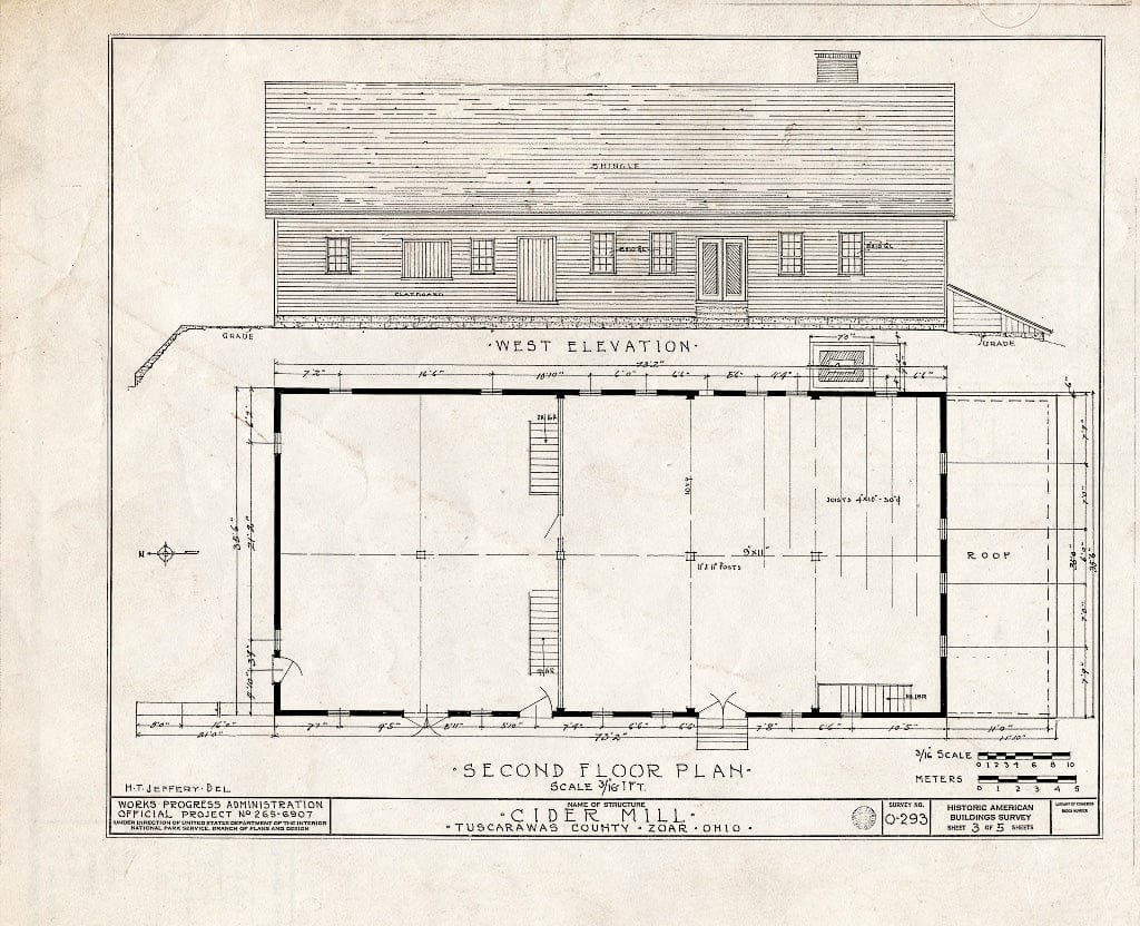 Blueprint HABS Ohio,79-ZOAR,15- (Sheet 3 of 7) - Cider Mill, Planing Mill & Cabinet Shop, Second & Foltz Streets, Zoar, Tuscarawas County, OH